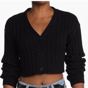 Abound Black Button Ribbed Sweater